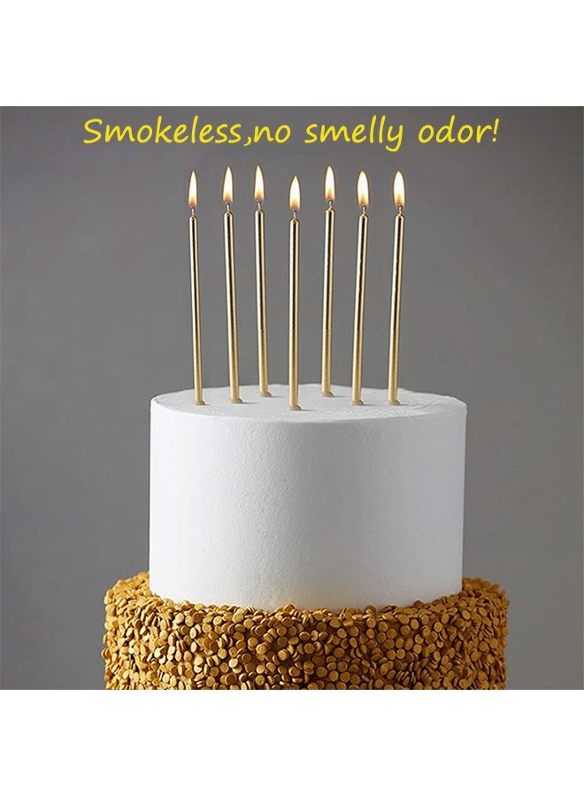 24-Count Birthday Candles - Long Thin Cake Candles Slow Burning Candles for Birthday, Wedding, Lucky Party Decoration (Gold)  - Image 2