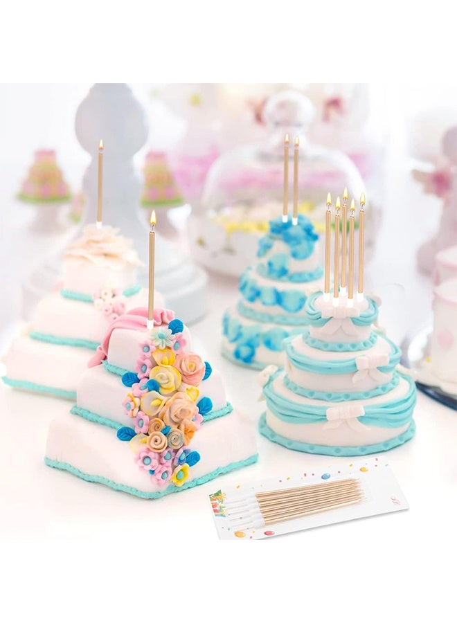 24-Count Birthday Candles - Long Thin Cake Candles Slow Burning Candles for Birthday, Wedding, Lucky Party Decoration (Gold)  - Image 3