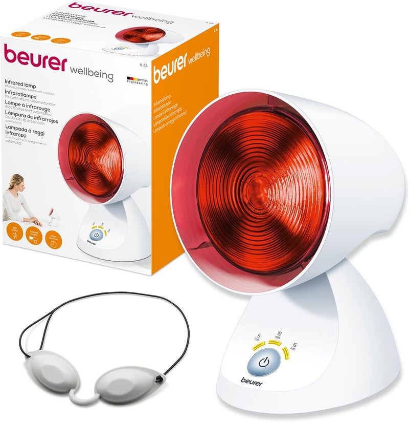 Beurer IL35 Infrared Heat Lamp Soothing Heat For Colds And Muscle Tension Infrared Therapy For Improved Blood Circulation With 3Level Treatment Timer 100 UV Blocker Medical Device - Image 1