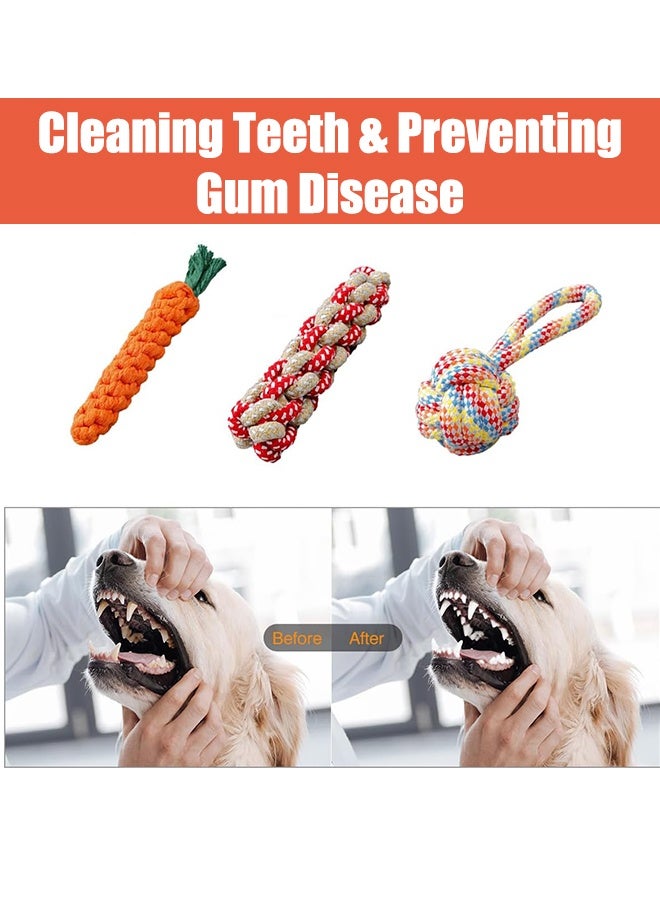 ألعاب مضغ للجراء، ألعاب مضغ للكلاب، ألعاب تفاعلية متينة غير قابلة للتدمير للكلاب، حبل من القطن الطبيعي 100% للكلاب الصغيرة والمتوسطة (3 قطع) - Image 5