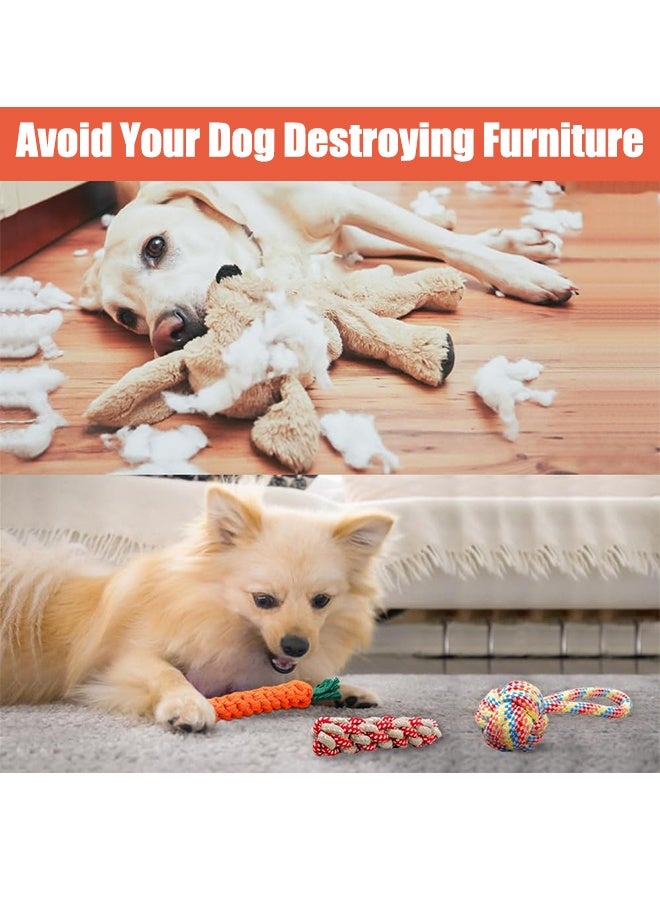 ألعاب مضغ للجراء، ألعاب مضغ للكلاب، ألعاب تفاعلية متينة غير قابلة للتدمير للكلاب، حبل من القطن الطبيعي 100% للكلاب الصغيرة والمتوسطة (3 قطع) - Image 4