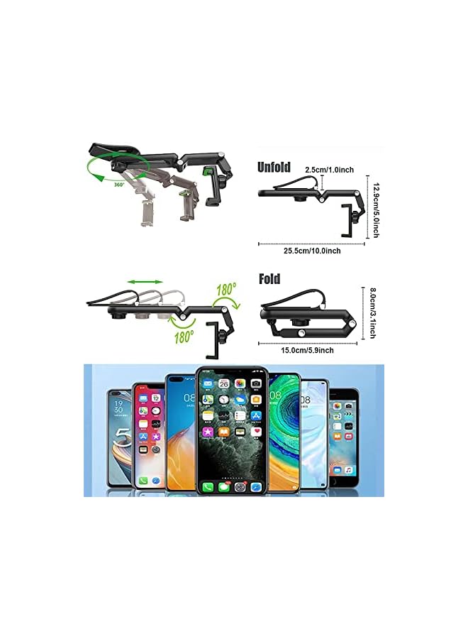 HIYITKS Visor Car Phone Holder Mount Multifunctional Cell Phone Stand HIYITKS Universal Adjustable Arm Cradles Car Holder Mount Phone Car Clip Mount for Sun Visor Rearview Mirror Steering Wheel (Green) - Image 4
