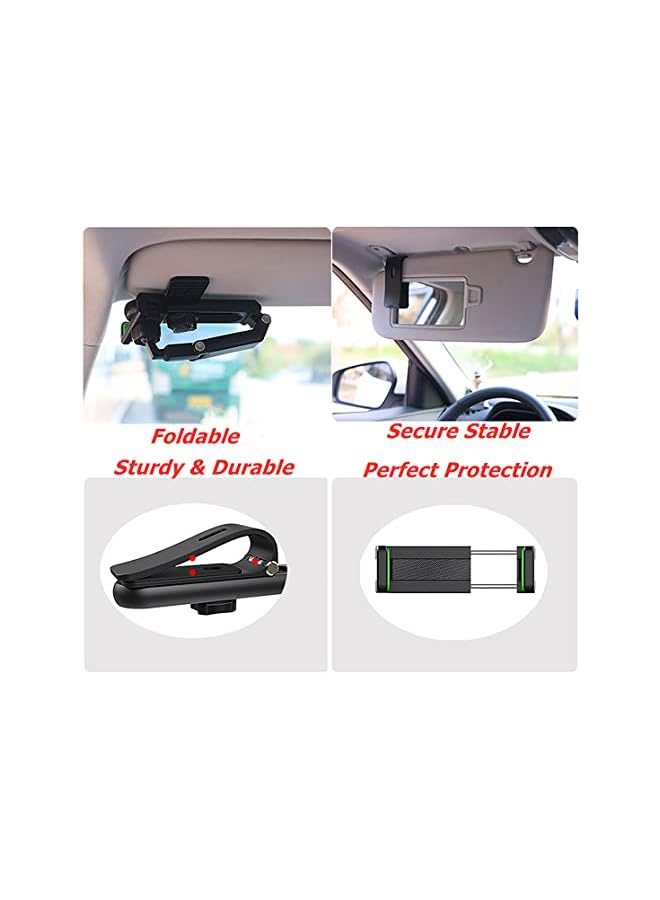 HIYITKS Visor Car Phone Holder Mount Multifunctional Cell Phone Stand HIYITKS Universal Adjustable Arm Cradles Car Holder Mount Phone Car Clip Mount for Sun Visor Rearview Mirror Steering Wheel (Green) - Image 2