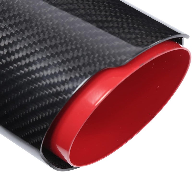 cheekyglo Car Exhaust Pipe Tail Throat, Universal Exhaust Tip Tail Throat Glossy Carbon Fiber Red Pipe Straight 3.1in Inlet 4in Single Outlet - Image 4