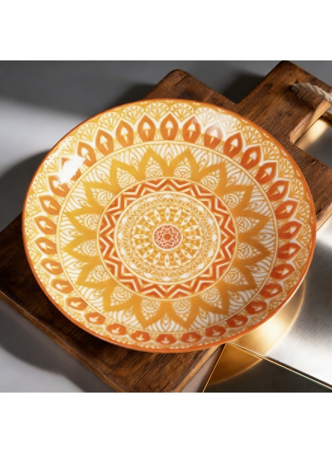 أطباق سيراميك أنيقة 8 بوصات طبق دائري عميق فخم عصري بالرسم اليدوي تحت الطلاء بأسلوب بوهمي مناسب للمطاعم والخبز - Image 1