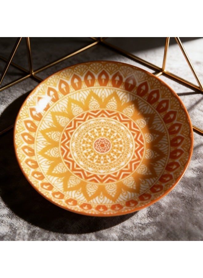 أطباق سيراميك أنيقة 8 بوصات طبق دائري عميق فخم عصري بالرسم اليدوي تحت الطلاء بأسلوب بوهمي مناسب للمطاعم والخبز - Image 4