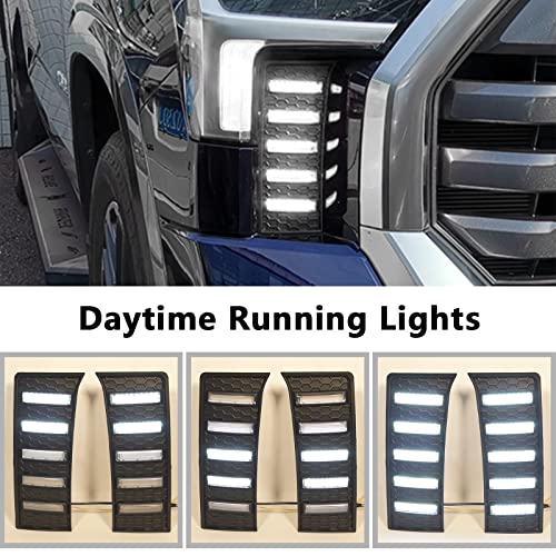 TBHOO LED Daytime Running Lights For 2022 2023 2024 Tundra Fog Lights Toyota tundra CrewMax SR SR5 Limited DRL fog lights Assemblies Replacement black lens (DRL2) - Image 5