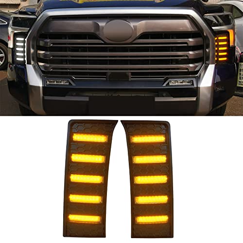 TBHOO LED Daytime Running Lights For 2022 2023 2024 Tundra Fog Lights Toyota tundra CrewMax SR SR5 Limited DRL fog lights Assemblies Replacement black lens (DRL2) - Image 1