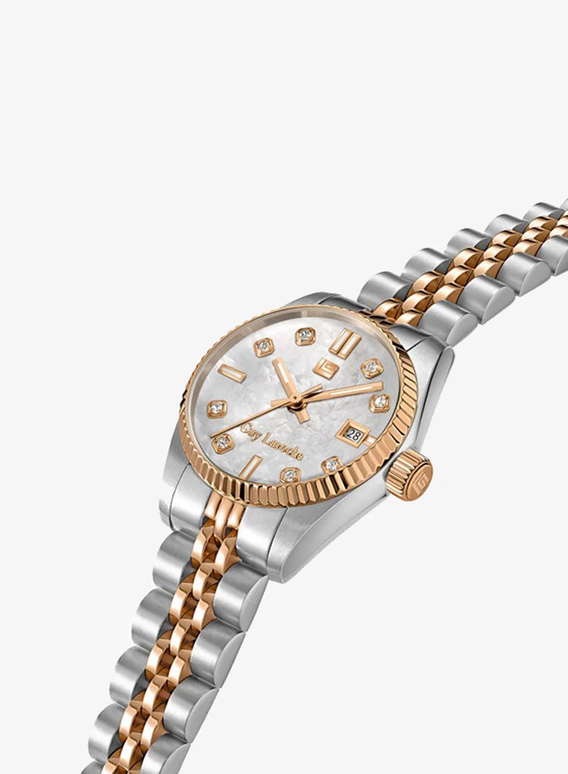 Guy Laroche Rose White Dial Stainless Steel Bracelet Analog Watch for Women, 26mm