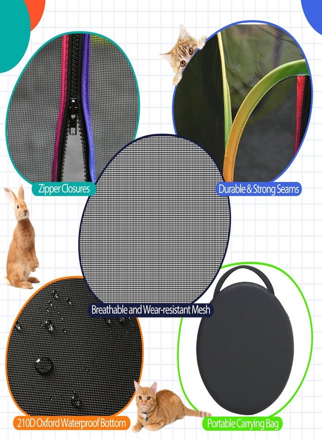 PLITTPETTS Outdoor Cat Enclosures, Portable Rainbow Catio Playground with Storage Bag & 4 Tent Stakes for Cats and Small Animals, Foldable Cat Playpen with Tunnel for Outside and Indoor Play - Image 4