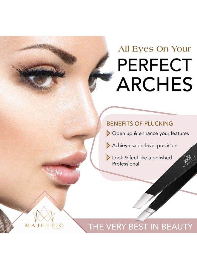 Majestic Bombay Slant Tweezers For Women And Men Splinter Ticks Facial Eyebrows And Ingrown Hair Removalsharp Needle Nose Surgical Tweezers Precision Best Tweezers For Chin Hair And Plucking - Image 3