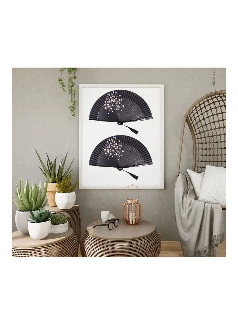 KASTWAVE Hand Held Bamboo Silk Folding Fan Hand Fan, Chinese Japanese Charming Elegant Vintage Retro Style for Dancing Cosplay Wedding Party Props Decoration and Women Ladys Girls Best Gifts (Black, 8.27 Inch) - Image 4