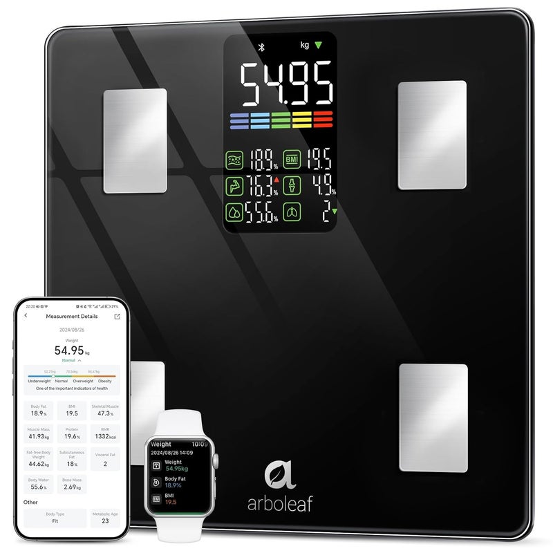 Arboleaf Smart Weight Scale with BMI, Body Fat, Muscle Mass, 14 Body Composition Metrics, 500lbs , Large LED Display - Image 1