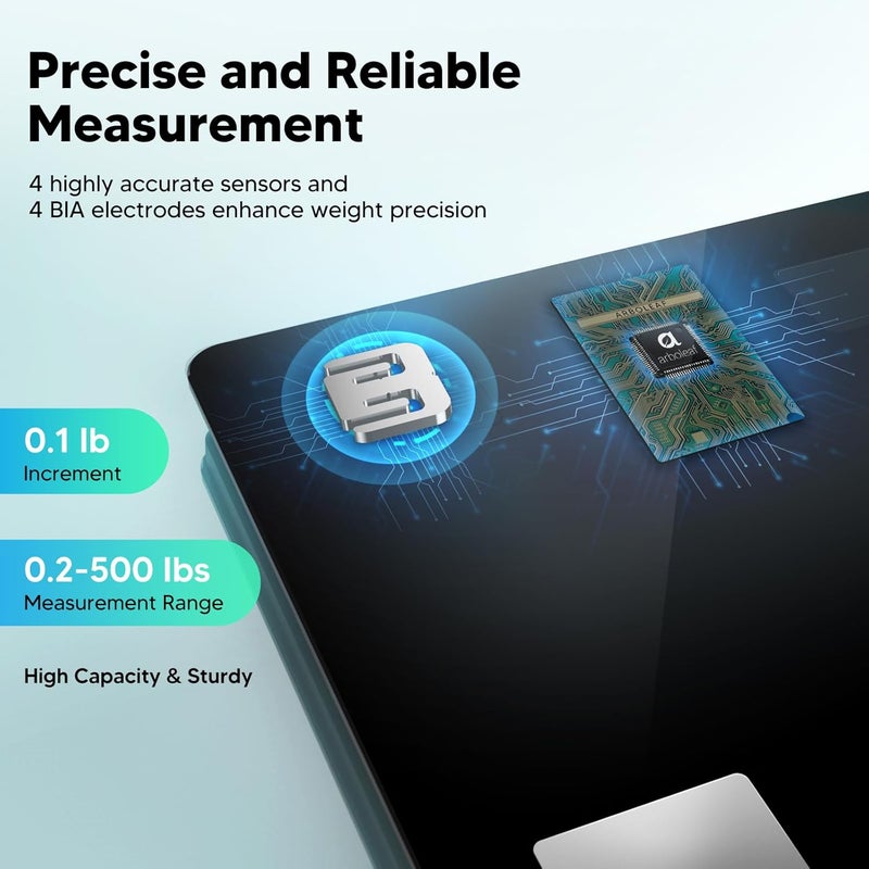 Arboleaf Smart Weight Scale with BMI, Body Fat, Muscle Mass, 14 Body Composition Metrics, 500lbs , Large LED Display - Image 3