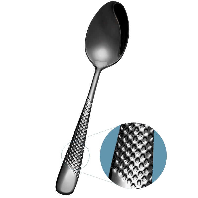 Xideman Premium Hammered Dinner Spoons Set 795 inch 1810 Stainless Steel Fine Soup Spoon Silverware 6Piece Metal Tablespoons for Home Kitchen Restaurant Dishwasher Safe Black