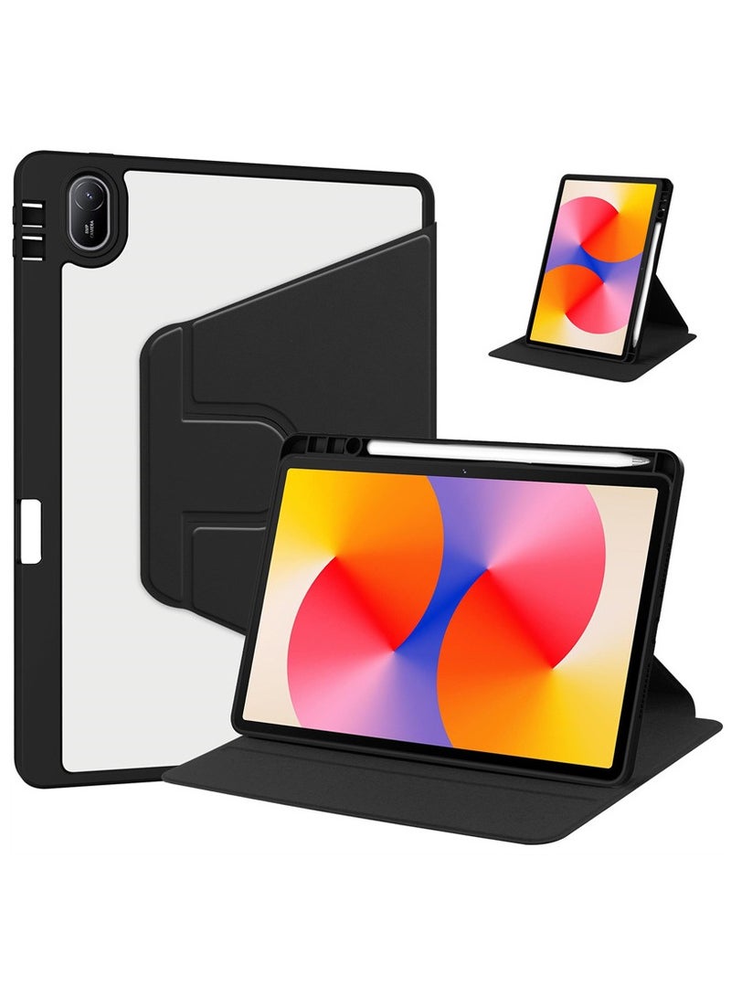 For Huawei Matepad SE 11-Inch 2024 PU Leather Soft Back Stand Smart Tablet Cover Case with Pencil Holder Black - Image 1