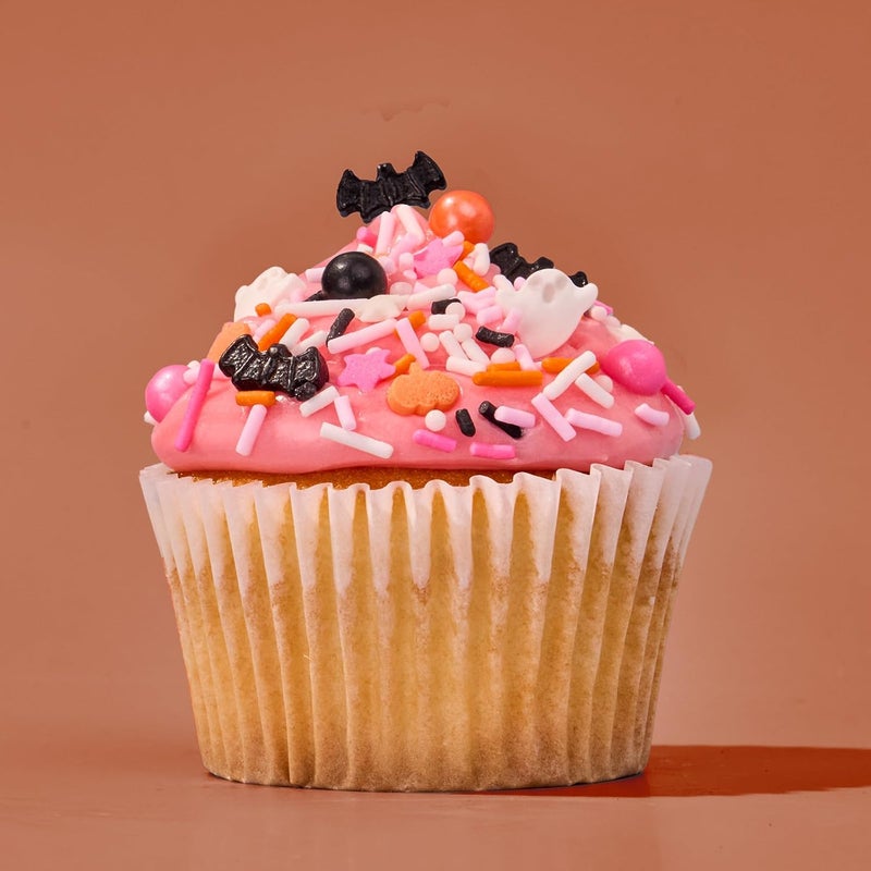 Fancy Sprinkles رشات فاخرة جلام ريبير لعيد الهالوين - وردي، برتقالي، أسود، وأبيض مع جيميز مقرمش وخرز حلوى، وخفافيش، وقرع (3.3 أونصة) - Image 3