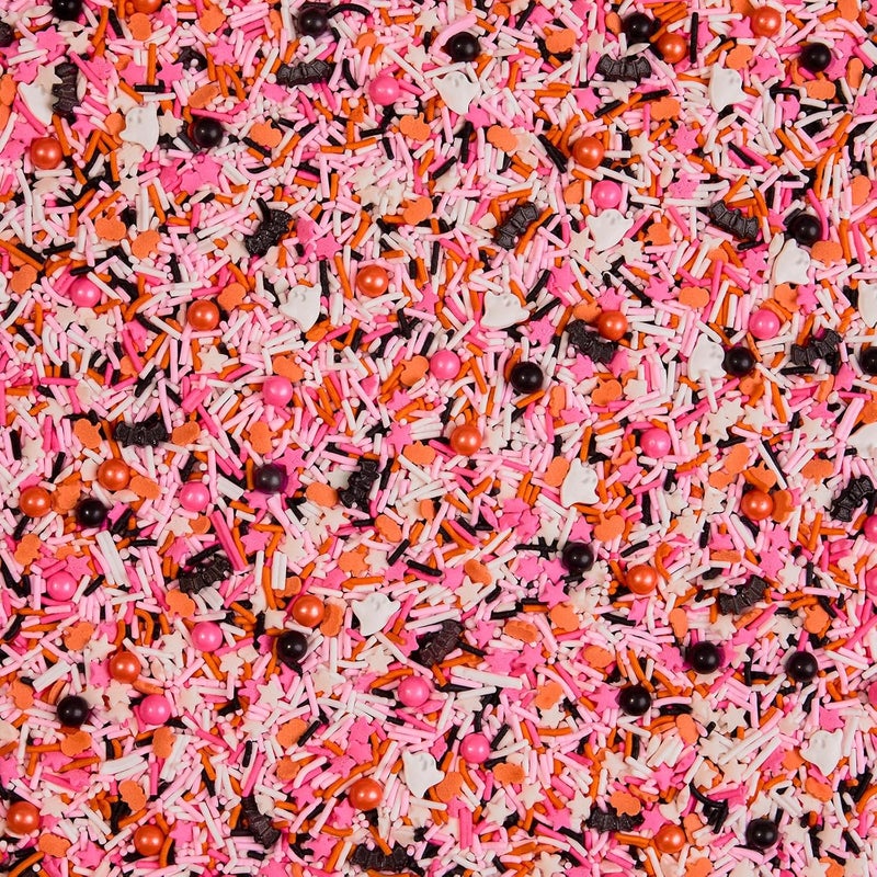 Fancy Sprinkles رشات فاخرة جلام ريبير لعيد الهالوين - وردي، برتقالي، أسود، وأبيض مع جيميز مقرمش وخرز حلوى، وخفافيش، وقرع (3.3 أونصة) - Image 2