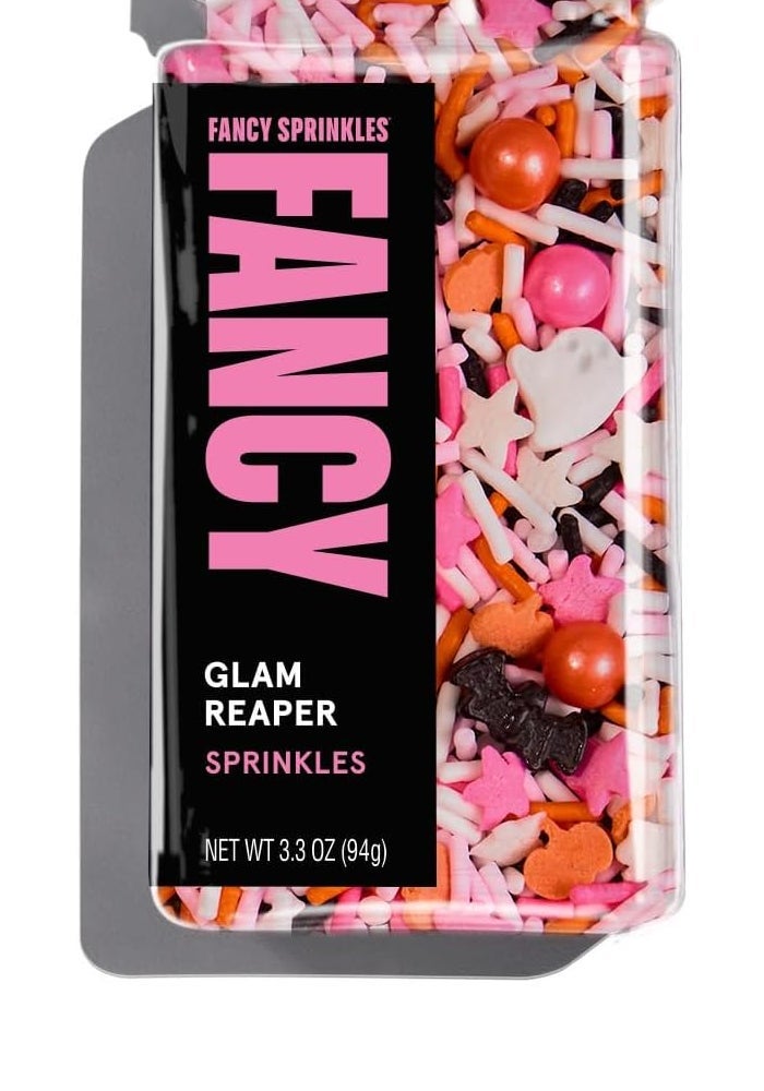 Fancy Sprinkles رشات فاخرة جلام ريبير لعيد الهالوين - وردي، برتقالي، أسود، وأبيض مع جيميز مقرمش وخرز حلوى، وخفافيش، وقرع (3.3 أونصة) - Image 4