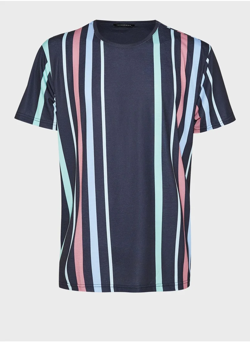 trendyol Striped Crew Neck T-Shirt