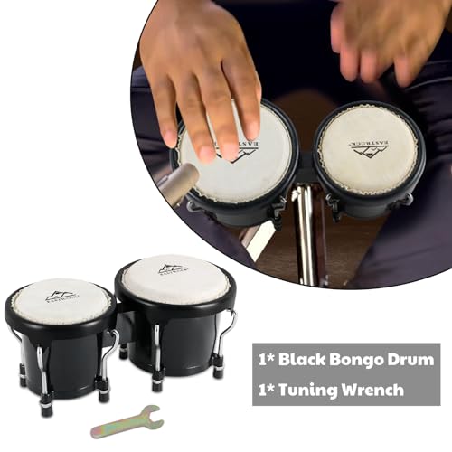 EASTROCK Bongo Drum 4” and 5” Bongos Set for Adults Beginners Professionals Tunable Wood Hand Drum Percussion Instruments With Tuning Wrench (Black) - Image 3