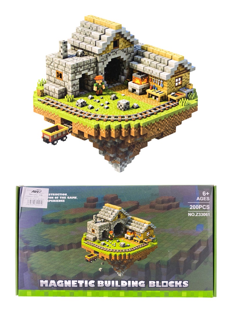 200 Minecraft Magnetic Blocks, a creative building block set for a world full of adventure and construction. Perfect gifts for boys and girls, high quality. - Image 1