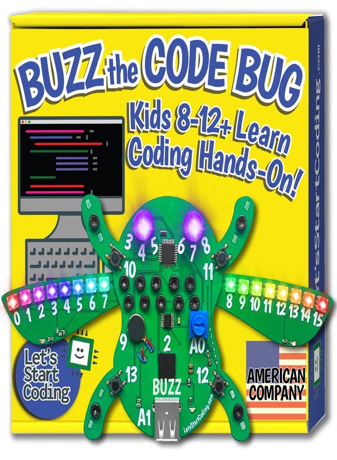 Let's Start Coding Buzz The Code Bug - Coding & STEM Toy for Kids 8-12+ from Let's Start Coding - Designed in The USA - Great Gift for 2026 - Kids Code Buzz's Features and Interactions While Learning C++ - Image 1