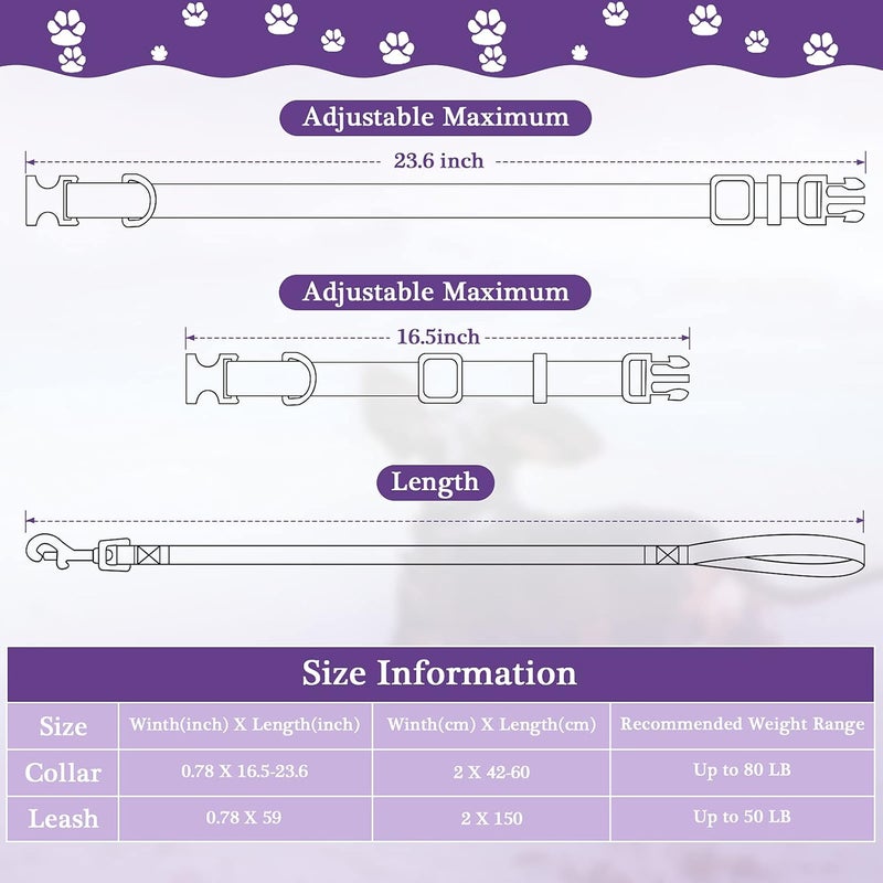 Weewooday 8 Pieces Dog Collar and Leash Set Nylon Adjustable Dog Collars and Leash Personalized Puppy Collars for Small Medium Large Pet Dog Walking Training, 4 Colors - Image 2