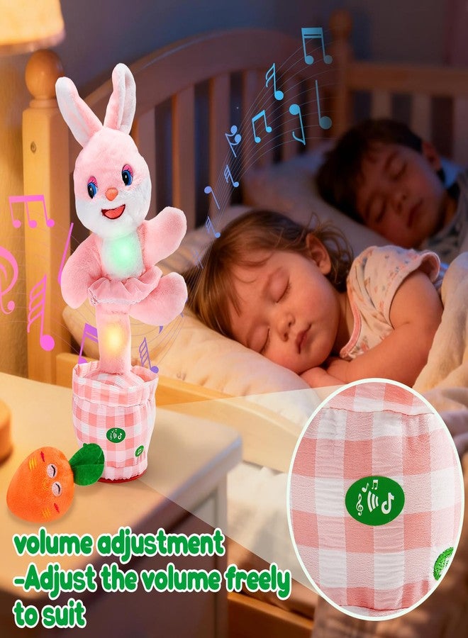 Cessfle Talking Dancing Easter Bunny Plush, Easter Basket Stuffers Toddler Girl Boy, Volume Adjustable Glowing Dancing Talking Bunny Toys with 60+ Songs, Baby Girl Boy Easter Gift, Hopping Bunny Toy - Image 5
