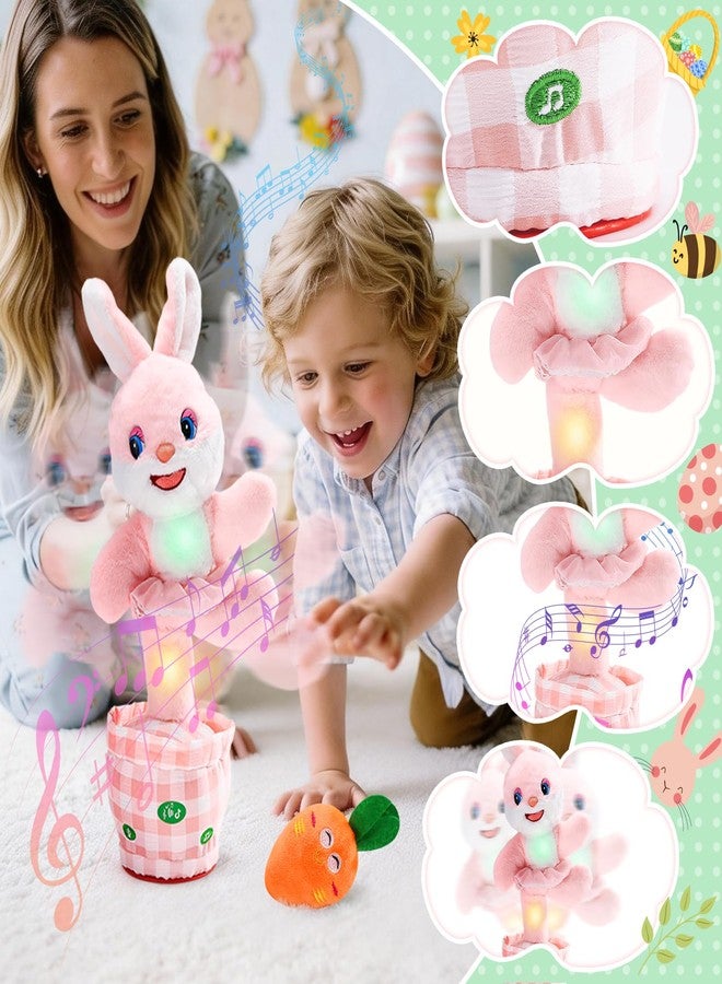 Cessfle Talking Dancing Easter Bunny Plush, Easter Basket Stuffers Toddler Girl Boy, Volume Adjustable Glowing Dancing Talking Bunny Toys with 60+ Songs, Baby Girl Boy Easter Gift, Hopping Bunny Toy - Image 4