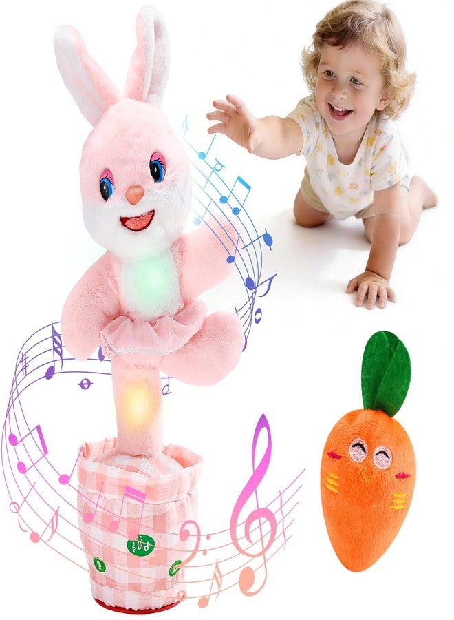 Cessfle Talking Dancing Easter Bunny Plush, Easter Basket Stuffers Toddler Girl Boy, Volume Adjustable Glowing Dancing Talking Bunny Toys with 60+ Songs, Baby Girl Boy Easter Gift, Hopping Bunny Toy - Image 1