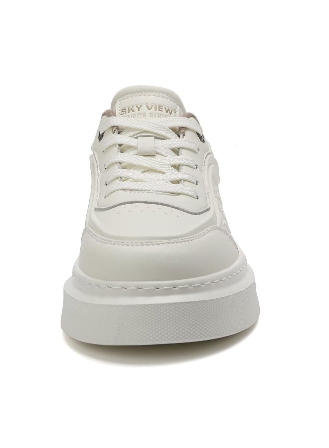 Sky View SKY VIEW Men's Fashion Shoes Ultrafine Fiber Vamp Casual Shoes For Men Non Slip Lace Up Chunky Sneakers Cushioned And Lightweight Low Top Walking Shoes White-02  - Image 3