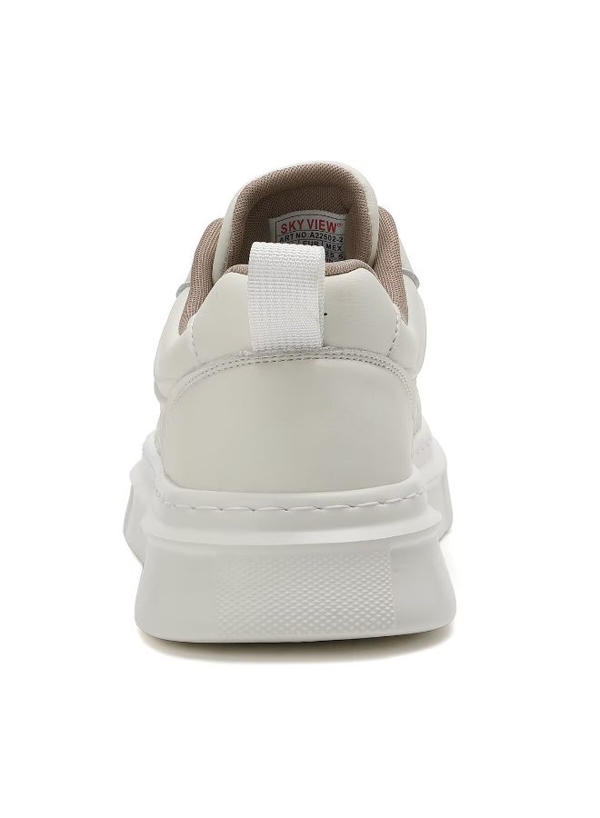 SKY VIEW Men's Fashion Shoes Ultrafine Fiber Vamp Casual Shoes For Men Non Slip Lace Up Chunky Sneakers Cushioned And Lightweight Low Top Walking Shoes White-02 - Image 4
