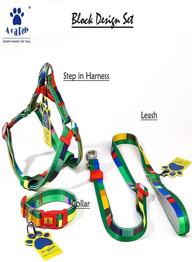 A+a Pets' Step in Harness for Dogs Cats Puppies in Soft Nylon Waterproof Material (Block Design, Medium, Red/Green) - Image 5