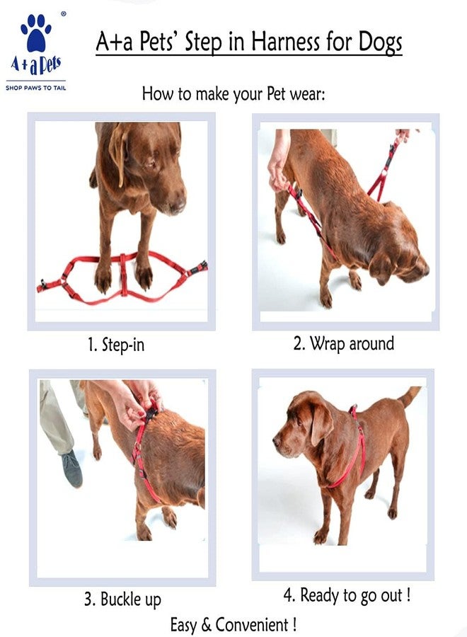 A+a Pets' Step in Harness for Dogs Cats Puppies in Soft Nylon Waterproof Material (Block Design, Medium, Red/Green) - Image 3