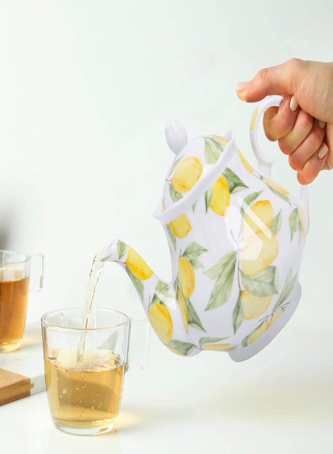 Palais Essentials European Style Ceramic Teapot Coffee Pot Water Pot Porcelain Vintage Gift Tea Pot (Lemon) - Image 3
