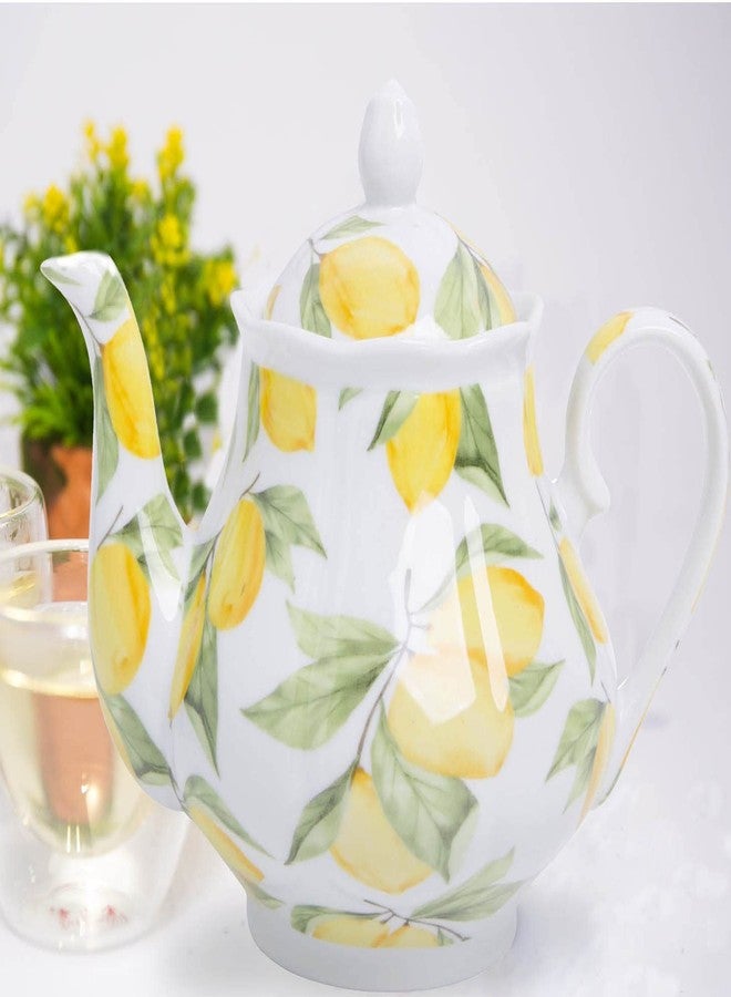 Palais Essentials European Style Ceramic Teapot Coffee Pot Water Pot Porcelain Vintage Gift Tea Pot (Lemon) - Image 5