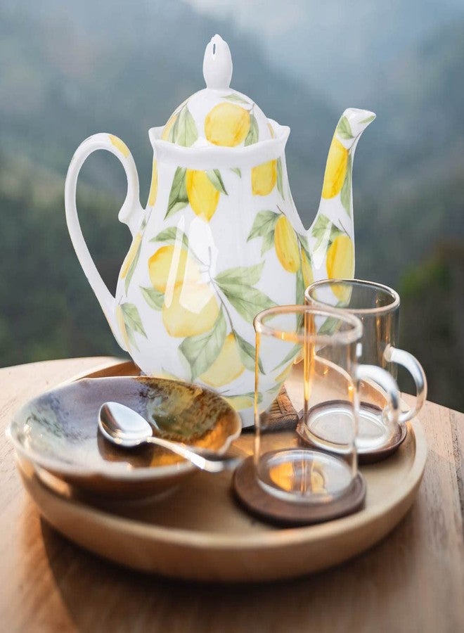 Palais Essentials European Style Ceramic Teapot Coffee Pot Water Pot Porcelain Vintage Gift Tea Pot (Lemon) - Image 2