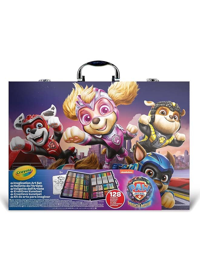 Crayola حقيبة رسم فيلم باو باترول مايتي، مجموعة إبداعية تحتوي على 128 قطعة، أقلام فلوماستر، أقلام شمع، أقلام شمعية، نشاط إبداعي وهدايا للأطفال، من عمر 5 سنوات وما فوق - Image 1