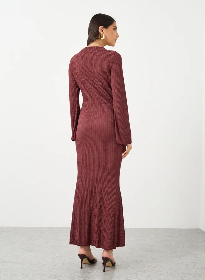 Take Two Take Two Textured Bell Sleeves Maxi Dress
