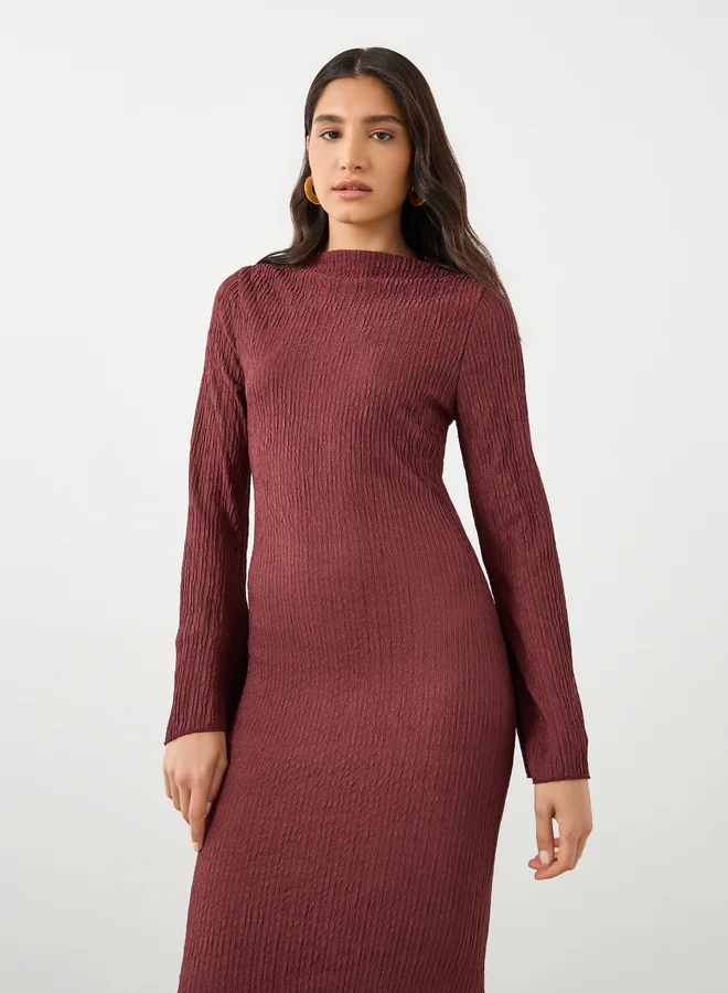 Take Two Take Two Textured Bell Sleeves Maxi Dress