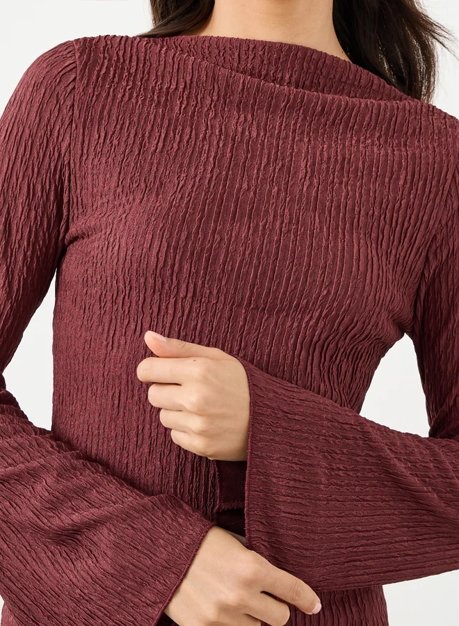 Take Two Take Two Textured Bell Sleeves Maxi Dress