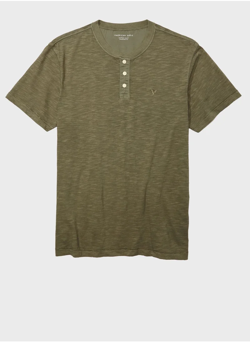 American Eagle Washed Henley T-Shirt