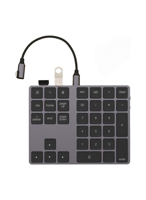 Wireless Number Pads w/USB HUB Digital Input Function, 34 Keys Portable 2.4 GHz Financial Accounting Number Keyboard Extensions, for Laptop, PC, Desktop, Surface, Notebook