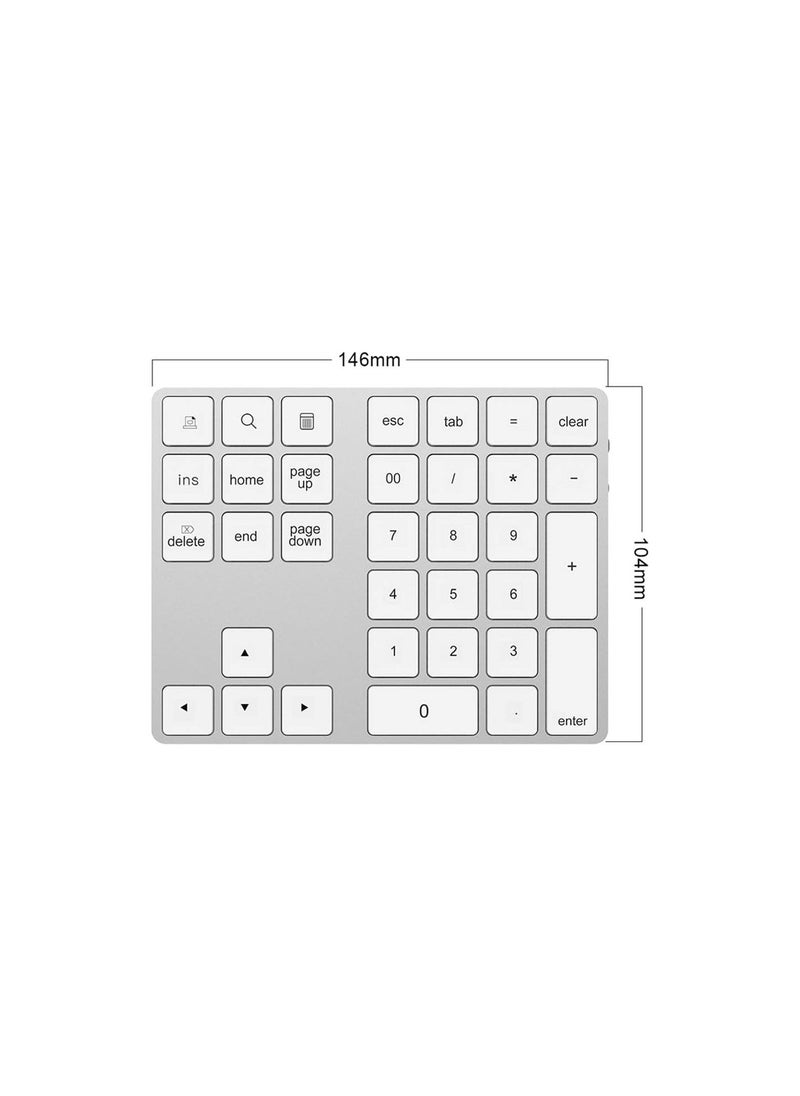 Wireless Number Pads w/USB HUB Digital Input Function, 34 Keys Portable 2.4 GHz Financial Accounting Number Keyboard Extensions, for Laptop, PC, Desktop, Surface, Notebook