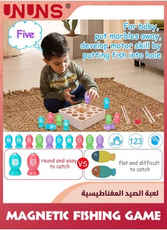 UNUNS Magnetic Fishing Game,Montessori Toys For Toddlers,Wooden Fishing Game,Fine Motor Skill Autism Toys,Magnet Fishing Pole Clamp Chopsticks Preschool Math Game,Gift For Kids Age 3 4 5 6 Year Old  - Image 4