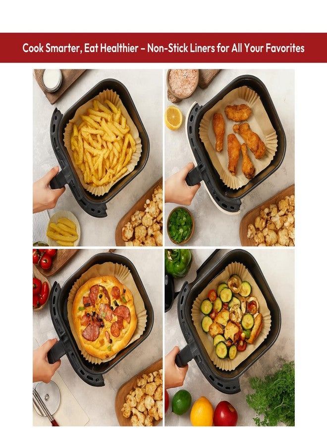 Zulaxy Air Fryer Paper Sheets 100 PCS | Disposable Non Stick Parchment Liners for Baking, Cooking, Roasting and Microwave Safe (Square Liner, 8 Inch) - Image 4