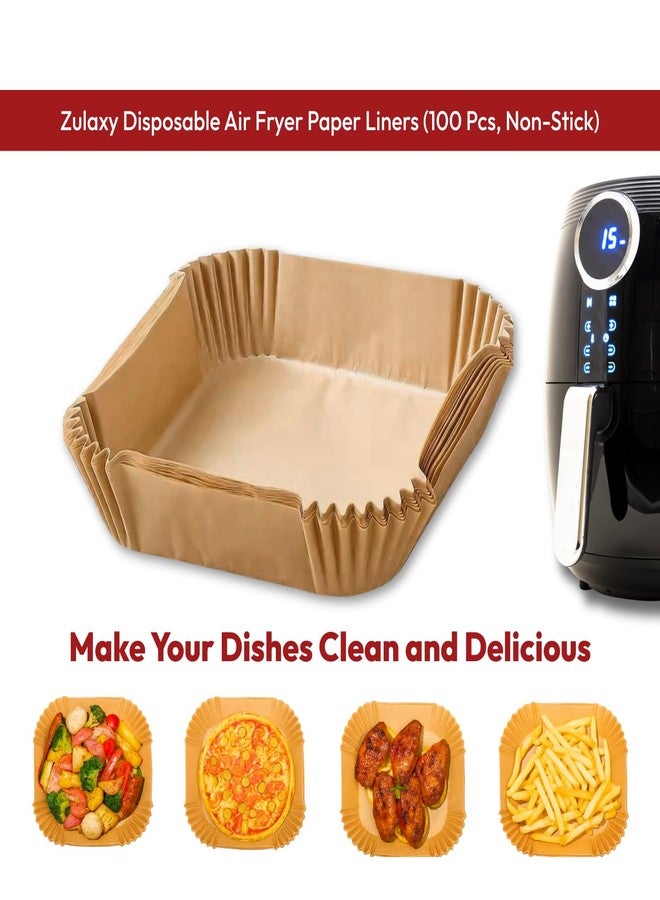 Zulaxy Air Fryer Paper Sheets 100 PCS | Disposable Non Stick Parchment Liners for Baking, Cooking, Roasting and Microwave Safe (Square Liner, 8 Inch) - Image 3