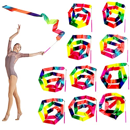 AITIME 20 Pieces Ribbon Wands for Kids 2 Meter Ribbon Dancer Wand Dance Ribbons for Girls Party Favors Rainbow Dancing Ribbon Decorations Birthday Party Supplies Gymnastics Wedding Dance Streamers - Image 1