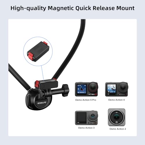 MOBILIFE Neck Mount with Action Camera Magnetic Quick-Release Mount Hands-Free POV Neck Holder Ergonomics Silicone Gooseneck Anti-Shake Chest Strap Air Cushion for DJI Osmo Action 5 Pro/4/3/2/Nano - Image 4